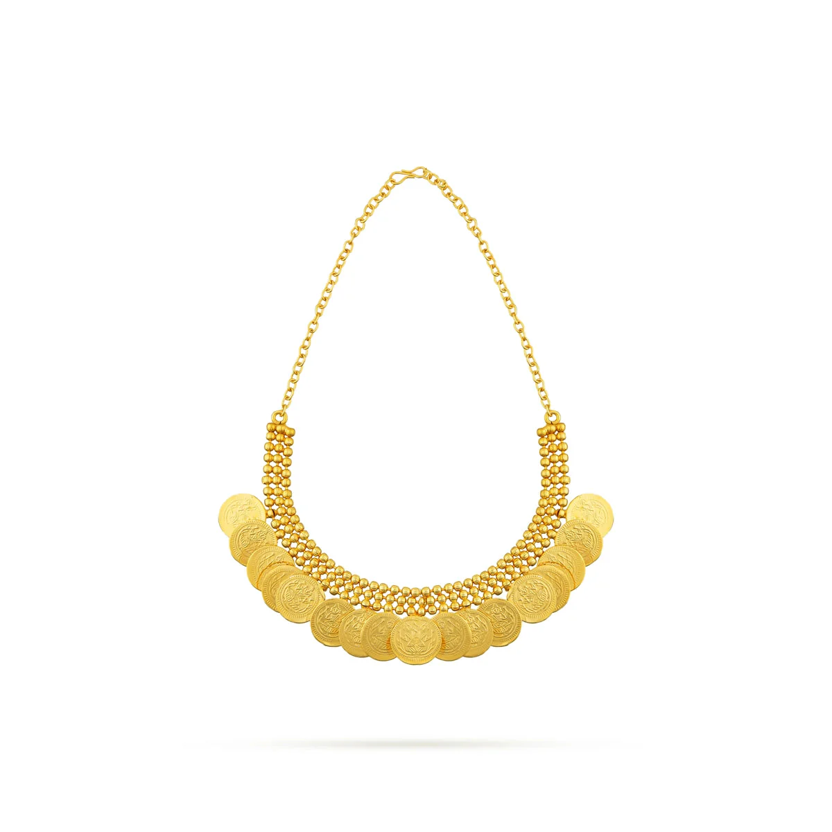 Kaasumala - 4 Inches | Artificial Jewellery/ 19 Coin Kaasu Malai/ Gold Polish Kasumala for Women