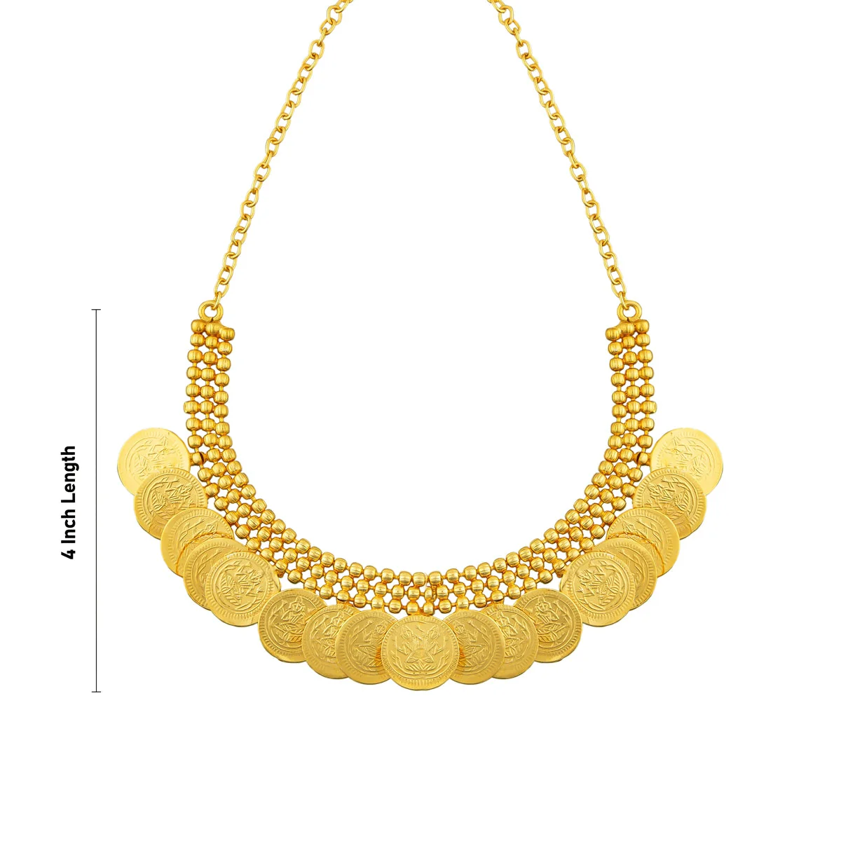 Kaasumala - 4 Inches | Artificial Jewellery/ 19 Coin Kaasu Malai/ Gold Polish Kasumala for Women - Image 3