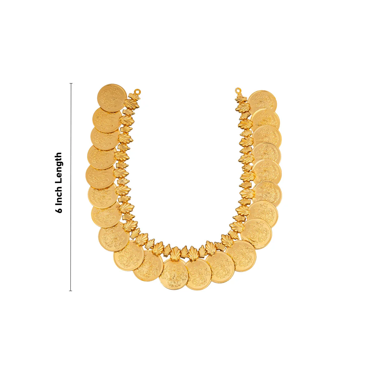 Kaasumala - 6 Inches | Lakshmi Design Coin Kasumalai/ Gold Polish Kaasu Malai/ Artificial Jewelry for Deity - Image 3