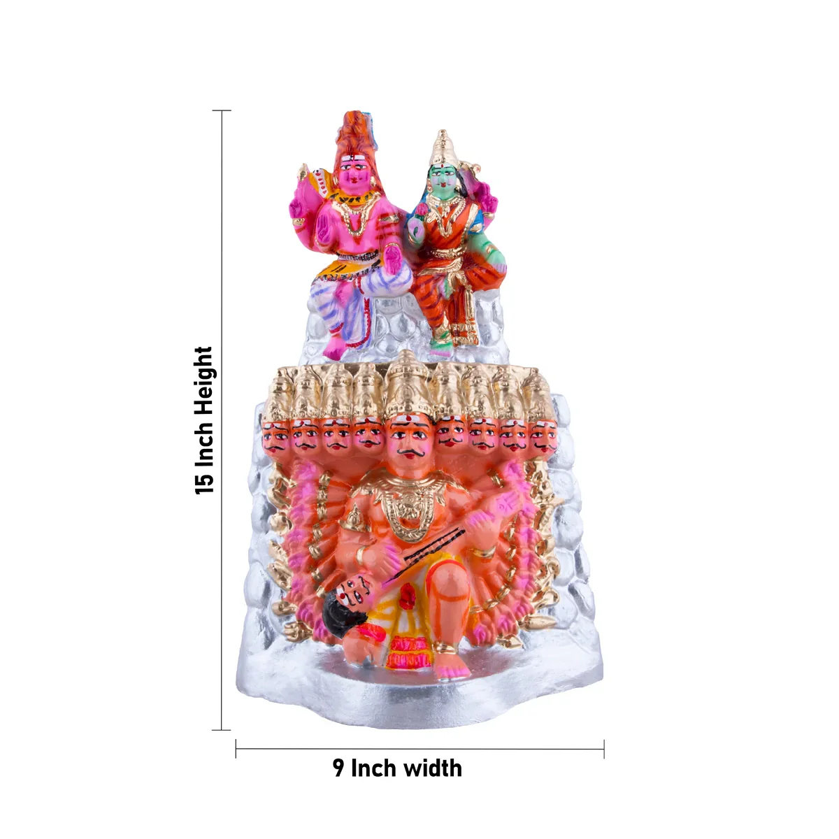 Kailasa Parvatham Clay Golu Bommai Pair - 15 x 9 Inches | Giri Golu Doll/ Navaratri Golu Bomma/Gombe/Bommai - Image 10