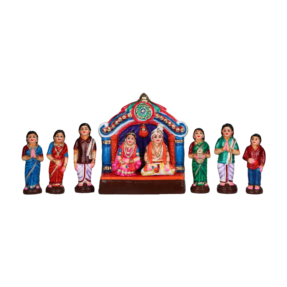 Kalyanam Clay Golu Bommai Set - 10 x 8 Inches | Giri Golu Doll/ Navaratri Golu Bomma/Gombe/Bommai - Image 2