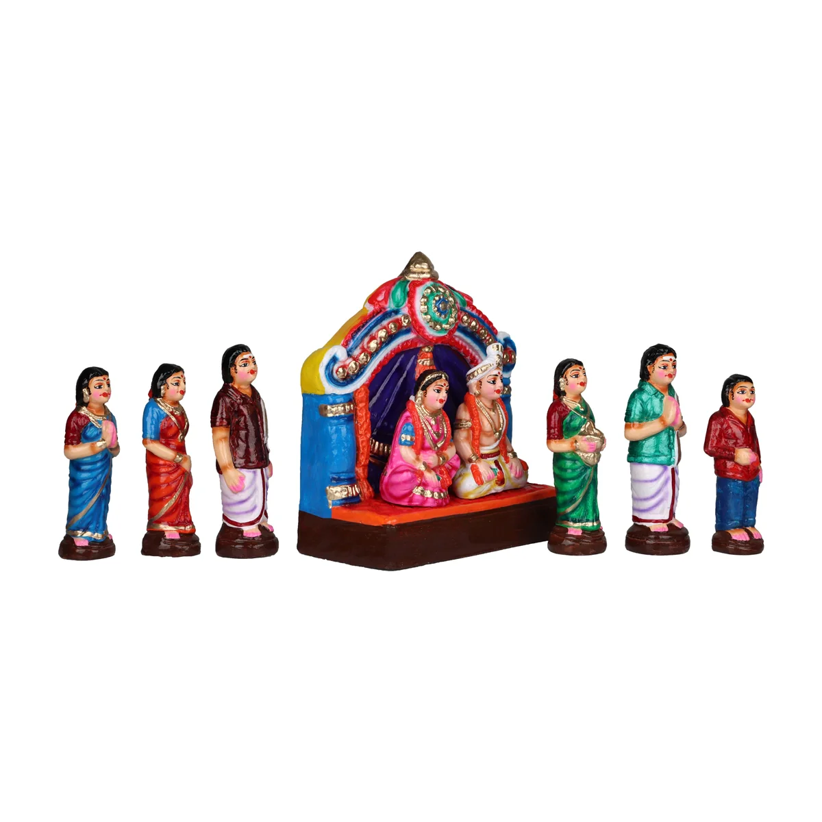 Kalyanam Clay Golu Bommai Set - 10 x 8 Inches | Giri Golu Doll/ Navaratri Golu Bomma/Gombe/Bommai - Image 3