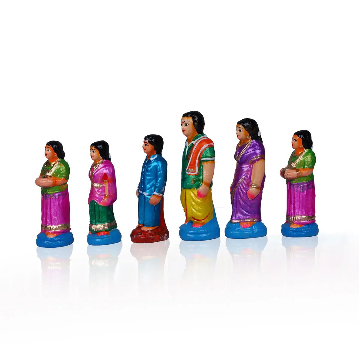 Kalyanam Clay Golu Bommai Set - 6.5 x 3 Inches | Giri Golu Doll/ Navaratri Golu Bomma/Gombe/Bommai - Image 4