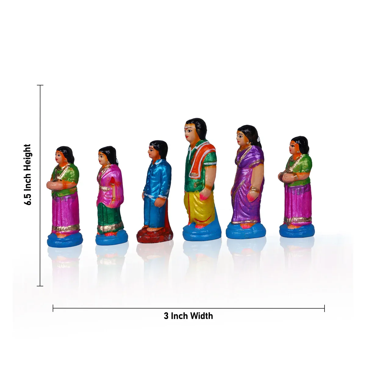 Kalyanam Clay Golu Bommai Set - 6.5 x 3 Inches | Giri Golu Doll/ Navaratri Golu Bomma/Gombe/Bommai - Image 6