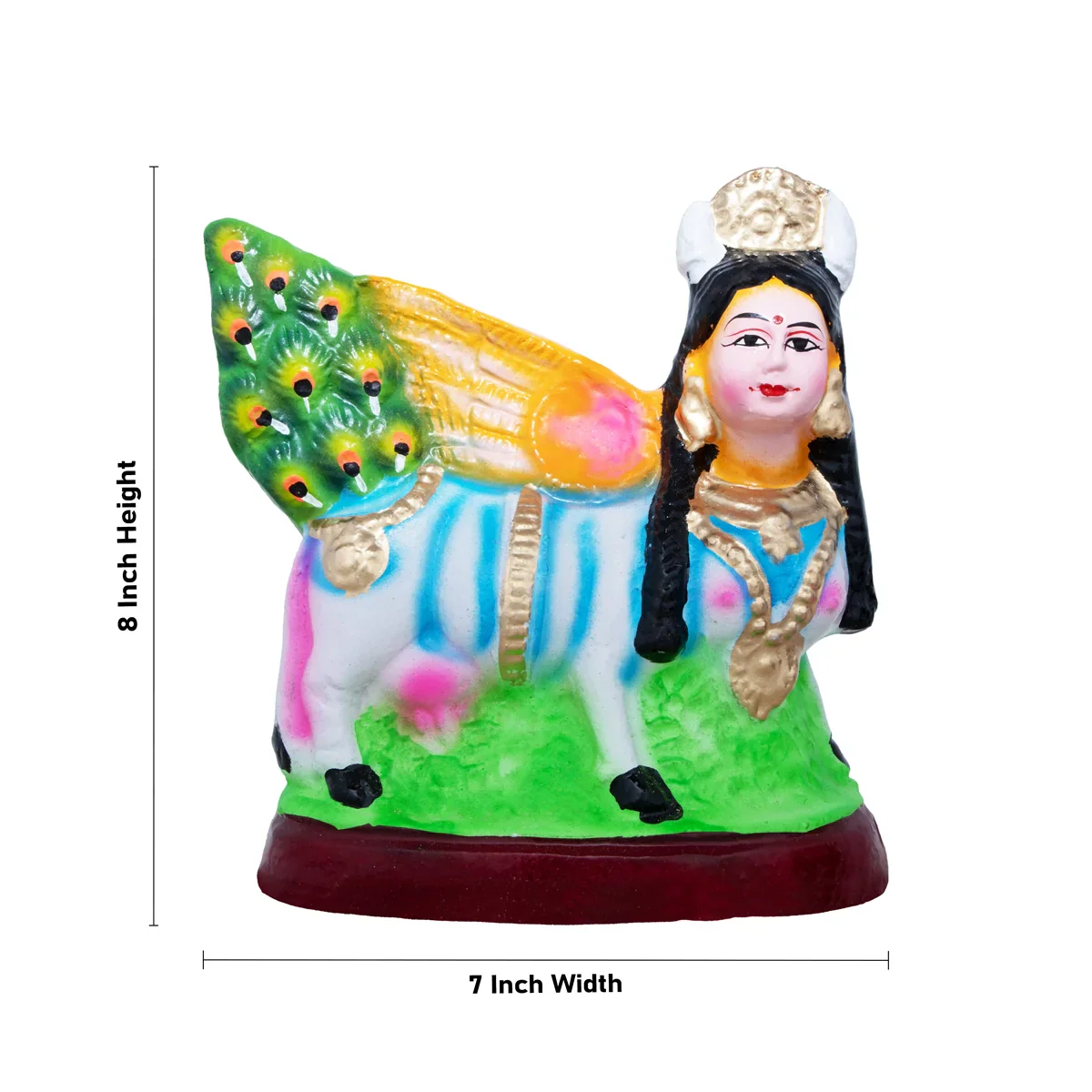 Kamadhenu Clay Golu Bommai Pair - 8 x 7 Inches | Giri Golu Doll/ Navaratri Golu Bomma/Gombe/Bommai - Image 5