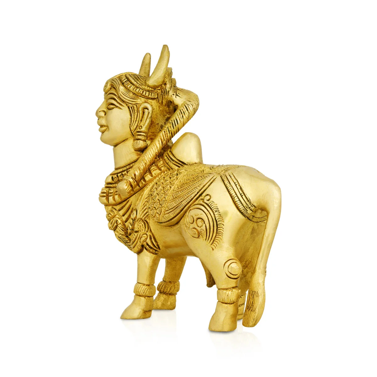 Kamadhenu Idol - 5 X 4.5 Inches | Kamdhenu Cow Statue/ Antique Brass Idol For Vastu And Pooja Room - Image 2