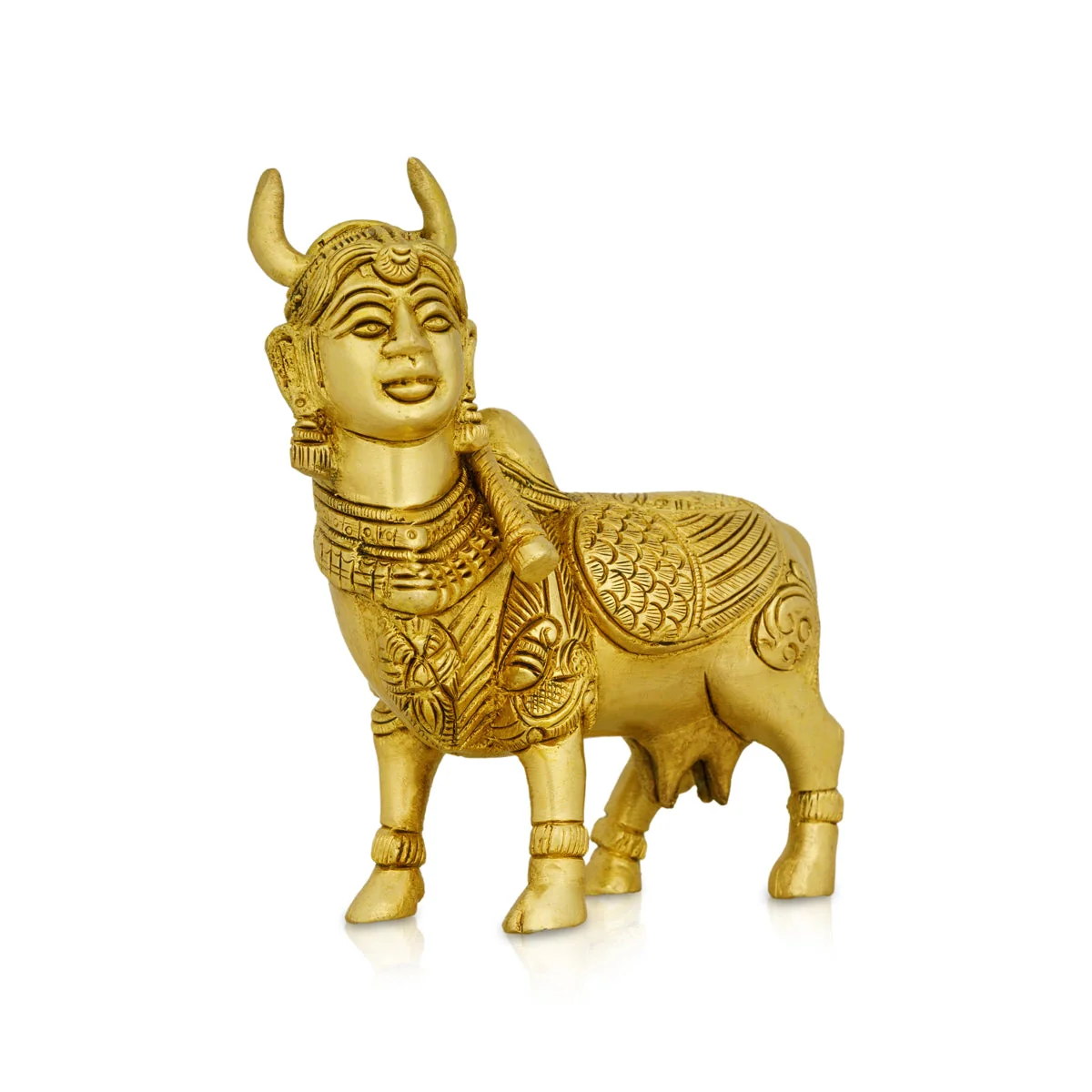 Kamadhenu Idol - 5 X 4.5 Inches | Kamdhenu Cow Statue/ Antique Brass Idol For Vastu And Pooja Room - Image 3