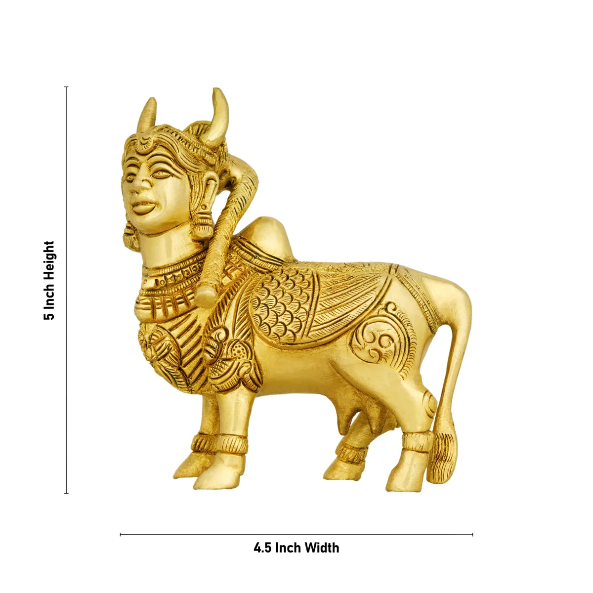 Kamadhenu Idol - 5 X 4.5 Inches | Kamdhenu Cow Statue/ Antique Brass Idol For Vastu And Pooja Room - Image 4