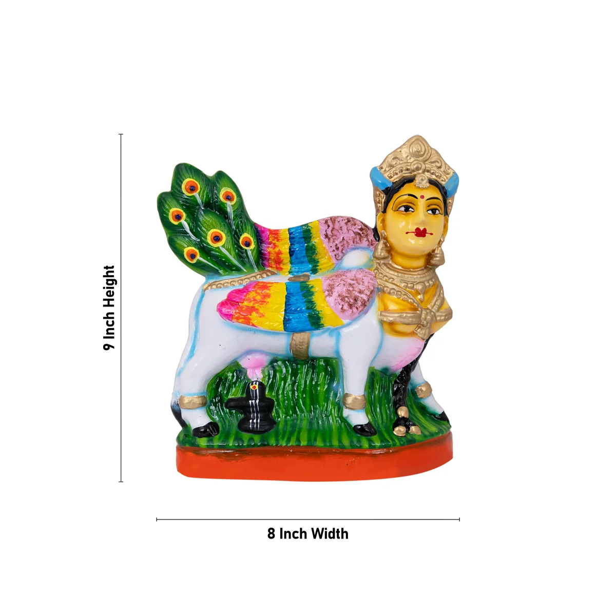 Kamadhenu Idol Clay Golu Bommai Pair - 9 X 8 Inches | Navaratri Golu Gombe/ Giri Golu Doll/ Navratri Decor - Image 4