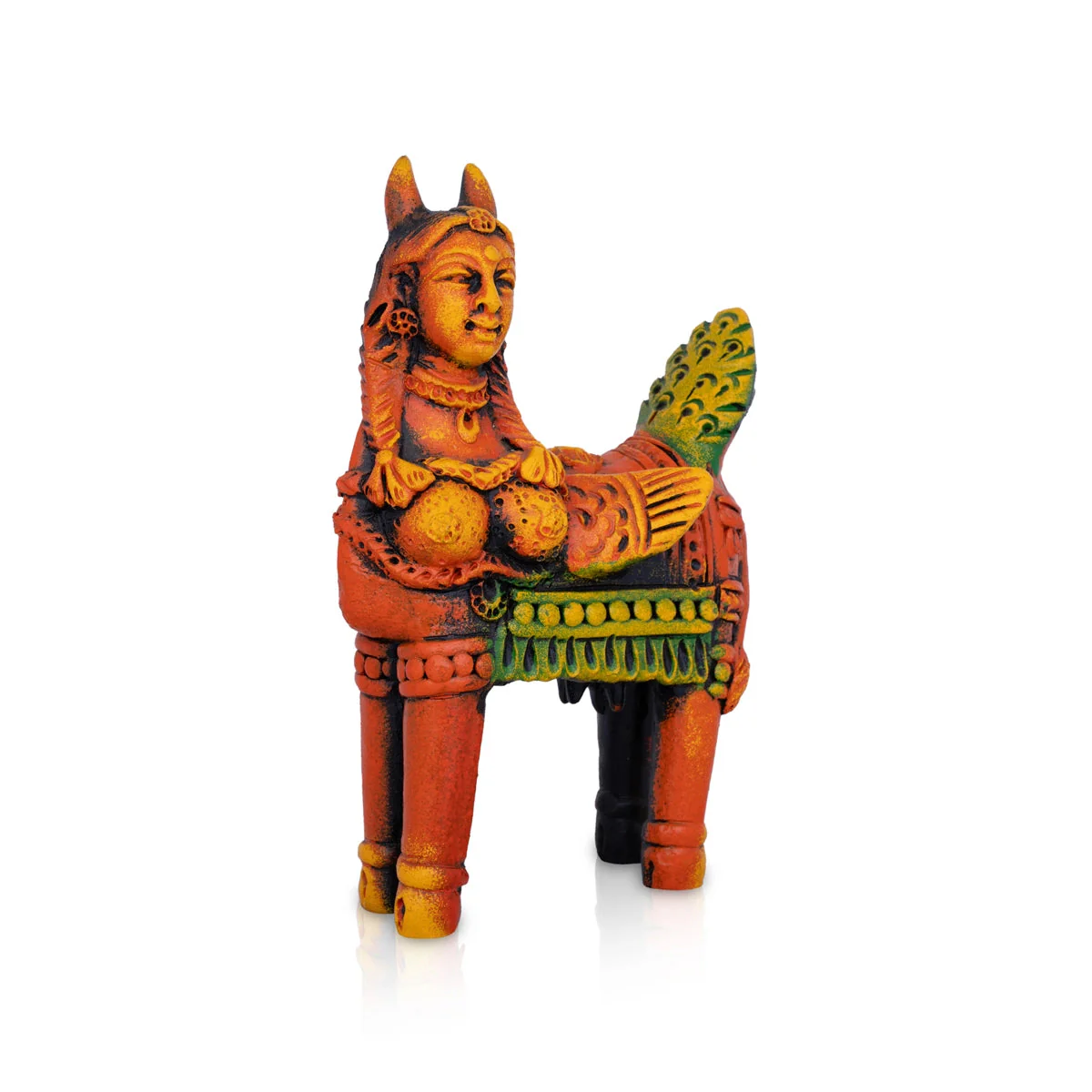 Kamadhenu Idol Terracotta Clay Golu Bommai - 8 x 5 Inches | Giri Golu Doll/ Navaratri Golu Bomma/ Bommai/ Gombe - Image 2