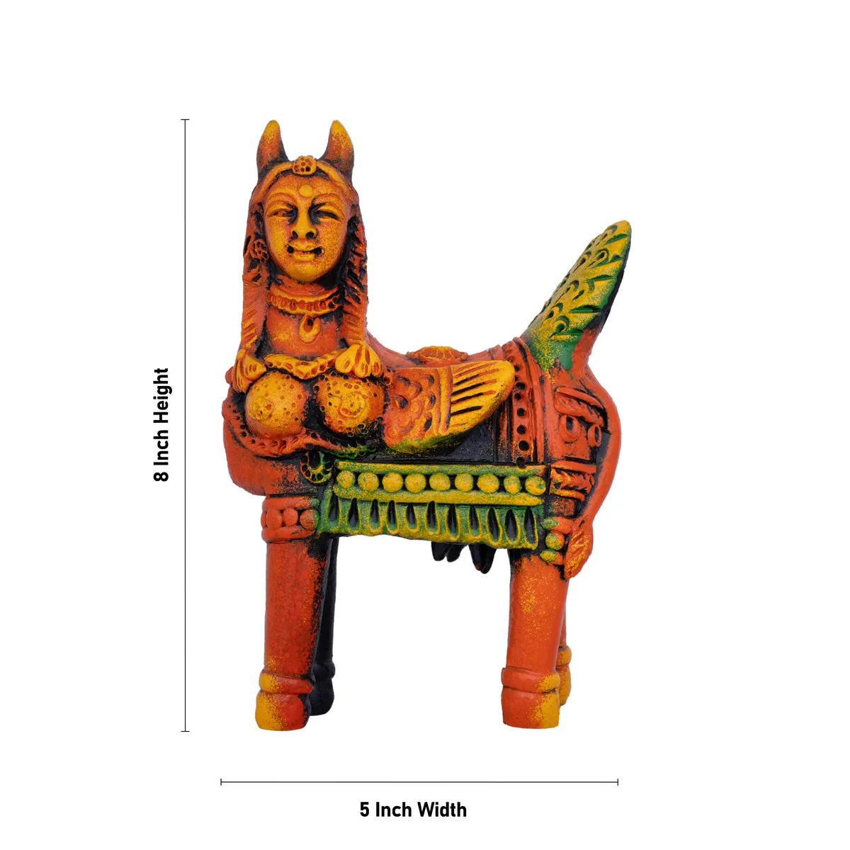 Kamadhenu Idol Terracotta Clay Golu Bommai - 8 x 5 Inches | Giri Golu Doll/ Navaratri Golu Bomma/ Bommai/ Gombe - Image 3