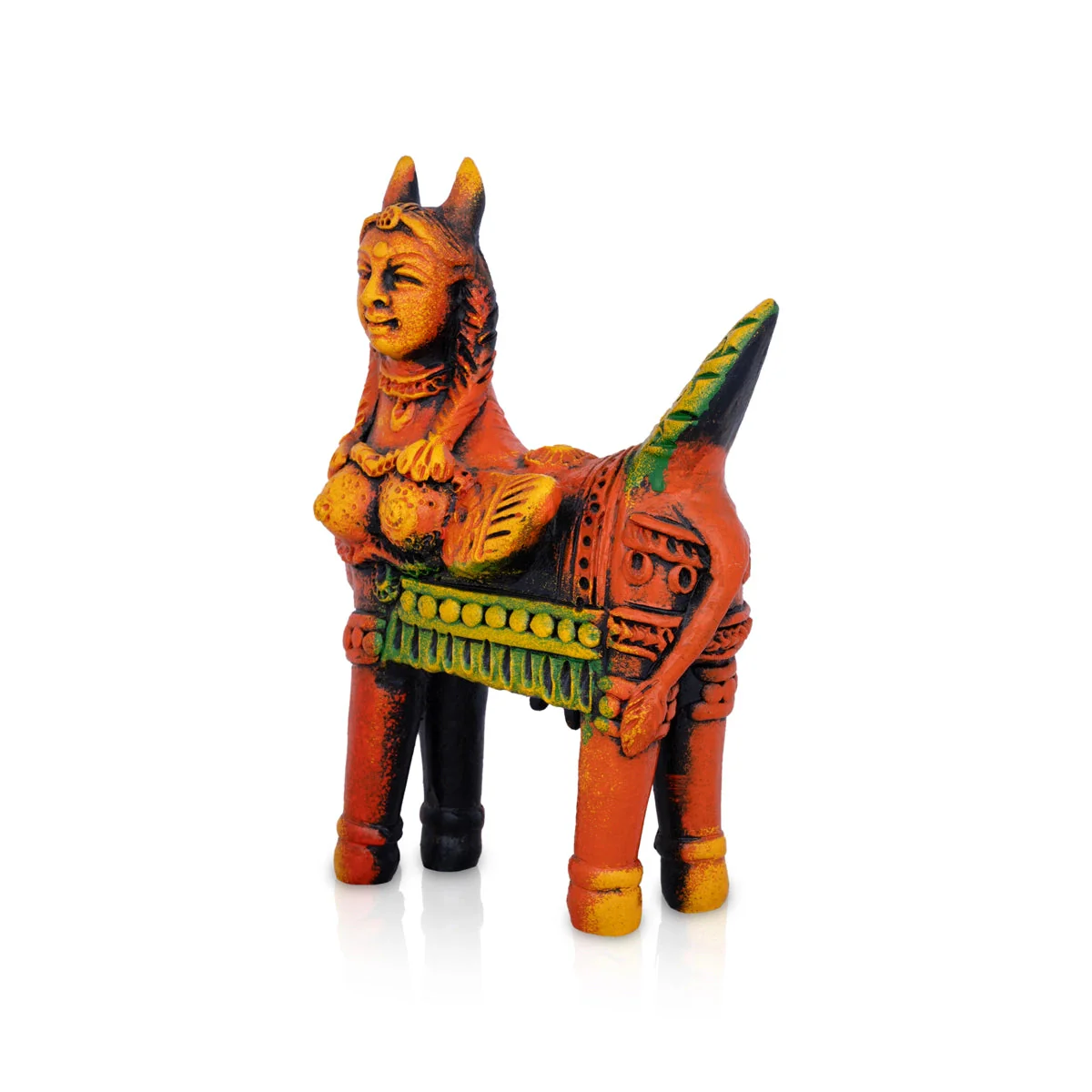Kamadhenu Idol Terracotta Clay Golu Bommai - 8 x 5 Inches | Giri Golu Doll/ Navaratri Golu Bomma/ Bommai/ Gombe - Image 4
