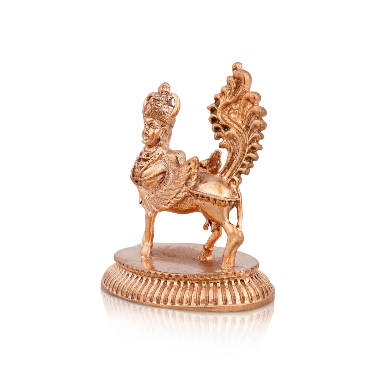 Kamadhenu Idol With Base - 2 X 1.75 Inches | Panchaloha Statue/ Kamdhenu Murti/ Kamadhenu Statue For Pooja - Image 2