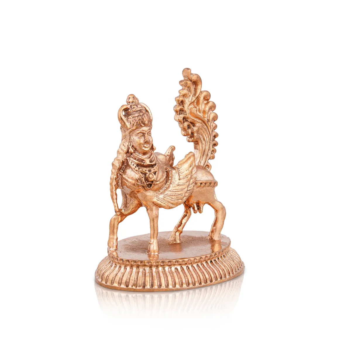 Kamadhenu Idol With Base - 2 X 1.75 Inches | Panchaloha Statue/ Kamdhenu Murti/ Kamadhenu Statue For Pooja - Image 3