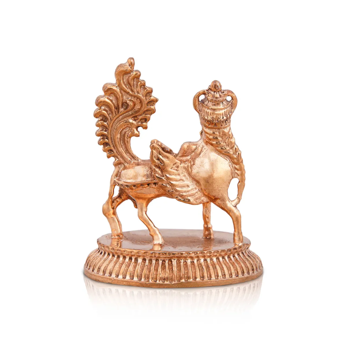 Kamadhenu Idol With Base - 2 X 1.75 Inches | Panchaloha Statue/ Kamdhenu Murti/ Kamadhenu Statue For Pooja - Image 4