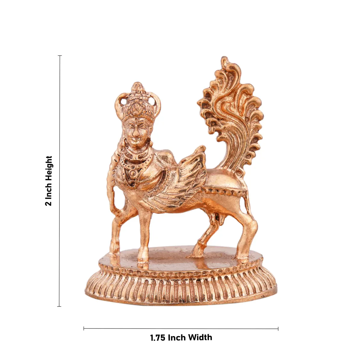 Kamadhenu Idol With Base - 2 X 1.75 Inches | Panchaloha Statue/ Kamdhenu Murti/ Kamadhenu Statue For Pooja - Image 5