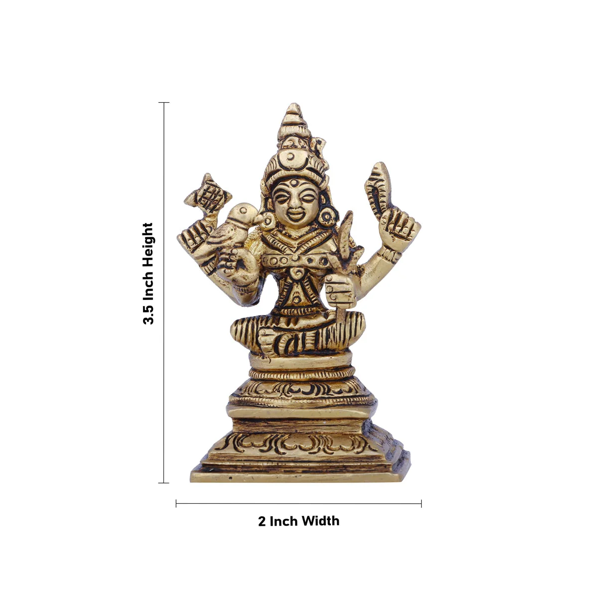 Kamakshi Idol - 3.5 x 2 Inches | Antique Brass Idol/ Kamatchi Amman Statue for Pooja - Image 4