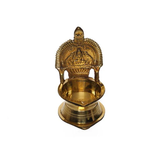 Kamakshi Deepam - 4.75 x 2.5 Inches | Brass Kamakshi Lamp/ Gold Polish Kamatchi Vilakku for Pooja
