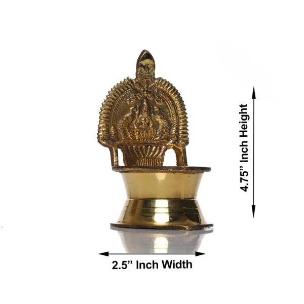 Kamakshi Deepam - 4.75 x 2.5 Inches | Brass Kamakshi Lamp/ Gold Polish Kamatchi Vilakku for Pooja - Image 2