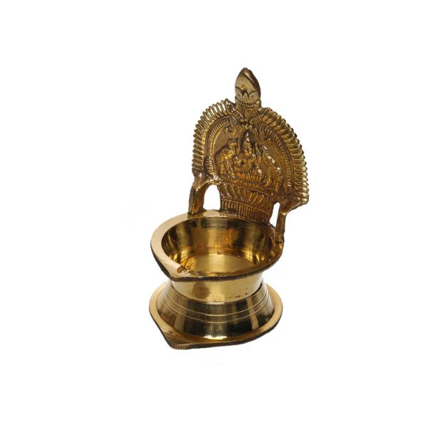 Kamakshi Deepam - 4.75 x 2.5 Inches | Brass Kamakshi Lamp/ Gold Polish Kamatchi Vilakku for Pooja - Image 3