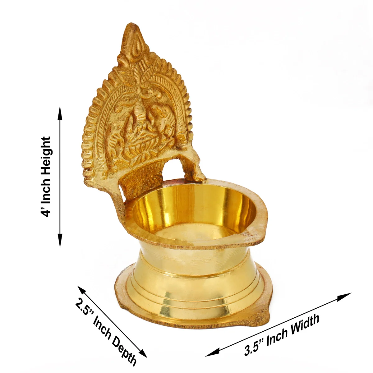 Kamakshi Deepam - 4 x 2.5 Inches | Brass Lamp/ Kamatchi Vilakku/ Kamatchi Amman Vilakku for Pooja - Image 3