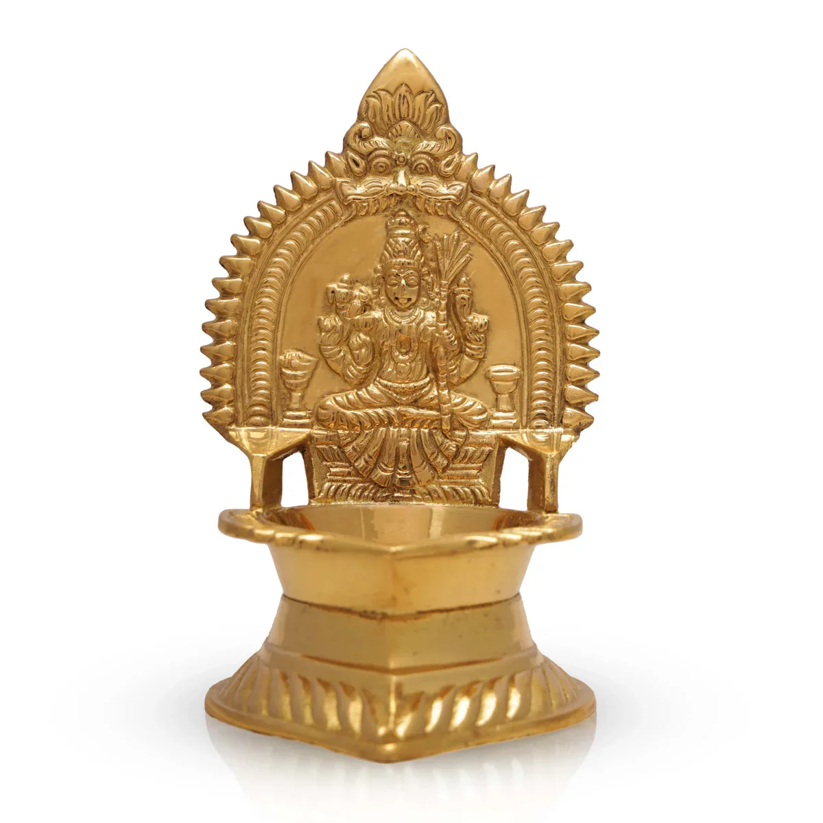 Kamakshi Deepam - 6 x 3.5 Inches | Brass Vilakku/ Kamatchi Lamp for Pooja/ 405 Gms Approx - Image 2