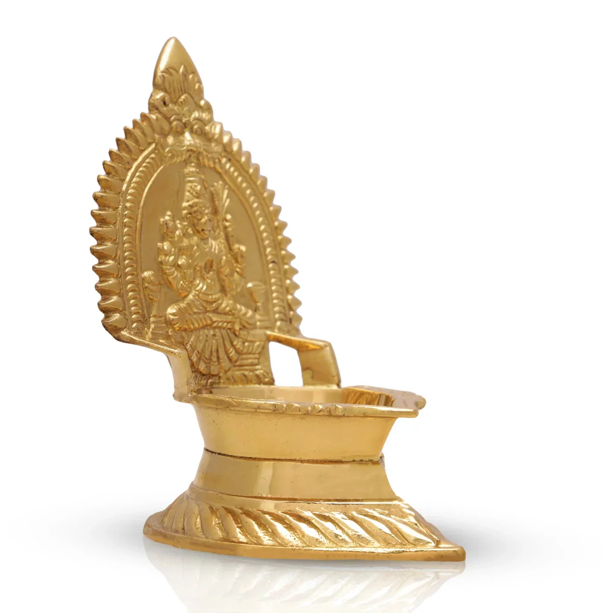Kamakshi Deepam - 6 x 3.5 Inches | Brass Vilakku/ Kamatchi Lamp for Pooja/ 405 Gms Approx - Image 3
