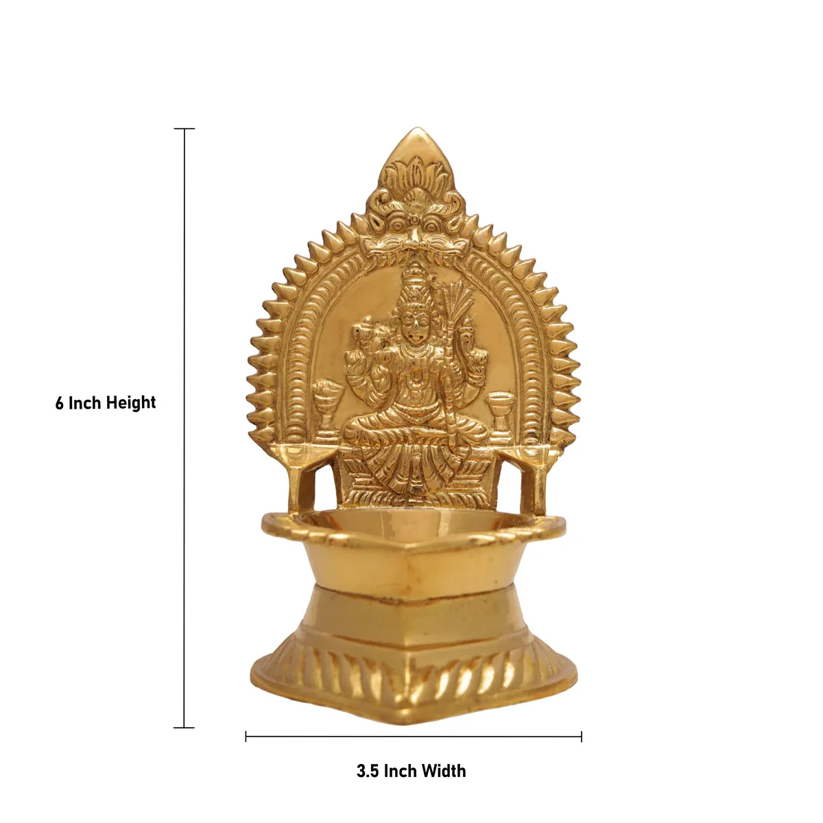 Kamakshi Deepam - 6 x 3.5 Inches | Brass Vilakku/ Kamatchi Lamp for Pooja/ 405 Gms Approx - Image 7