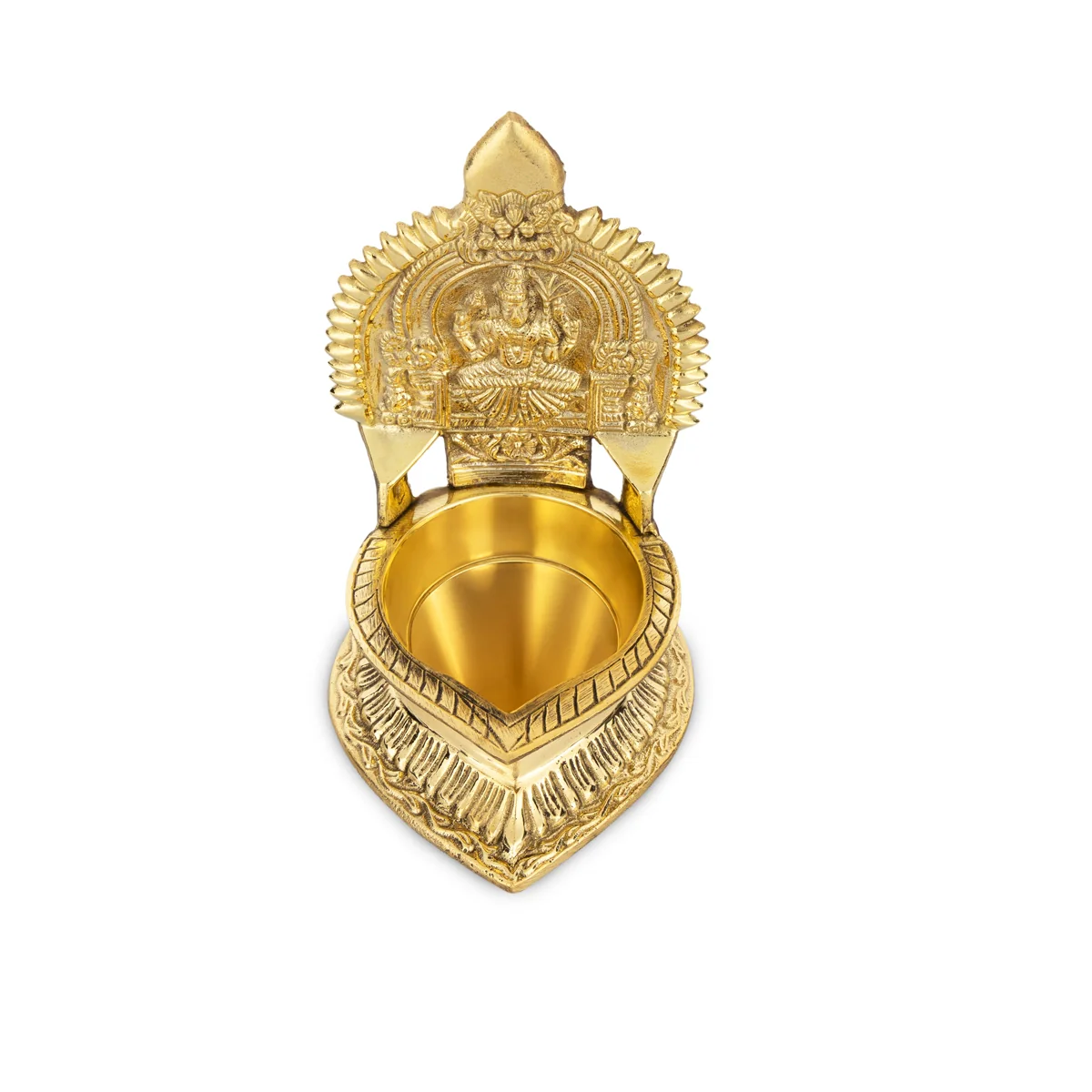 Kamakshi Deepam - 6 x 4 Inches | Brass Kamakshi Vilakku/ Gold Polish Kamatchi Vilakku for Pooja - Image 3