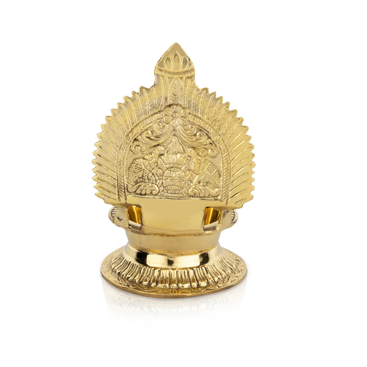 Kamakshi Deepam - 6 x 4 Inches | Brass Kamakshi Vilakku/ Gold Polish Kamatchi Vilakku for Pooja - Image 4