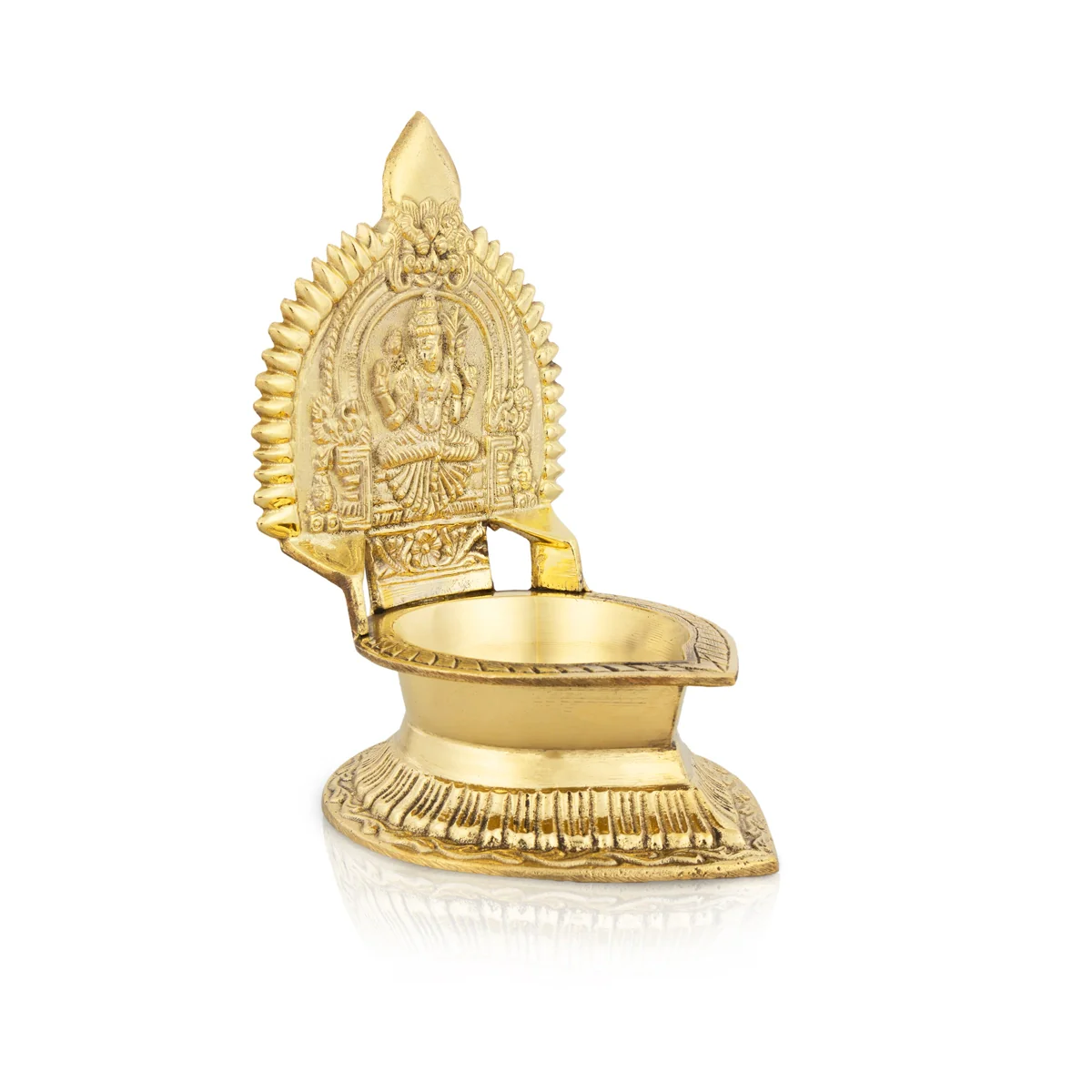 Kamakshi Deepam - 6 x 4 Inches | Brass Kamakshi Vilakku/ Gold Polish Kamatchi Vilakku for Pooja - Image 5