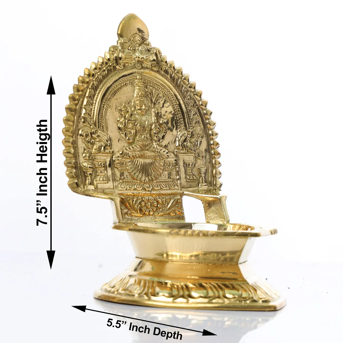 Kamakshi Deepam - 7.5 x 5.5 Inches | Brass Lamp/ Diya/ Kamatchi Vilakku for Pooja/ 800 Gms Approx - Image 3
