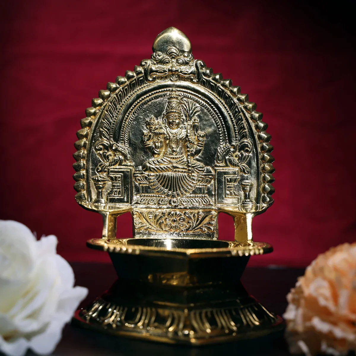 Kamakshi Deepam - 7.5 x 5.5 Inches | Brass Lamp/ Diya/ Kamatchi Vilakku for Pooja/ 800 Gms Approx - Image 6