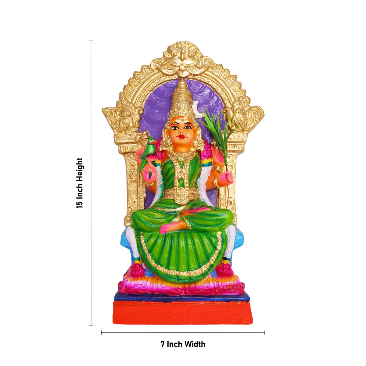 Kamakshi Idol Paper Mache Golu Bommai - 15 X 7 Inches | Navaratri Gombe/ Giri Golu Doll/ Navratri Decor - Image 5