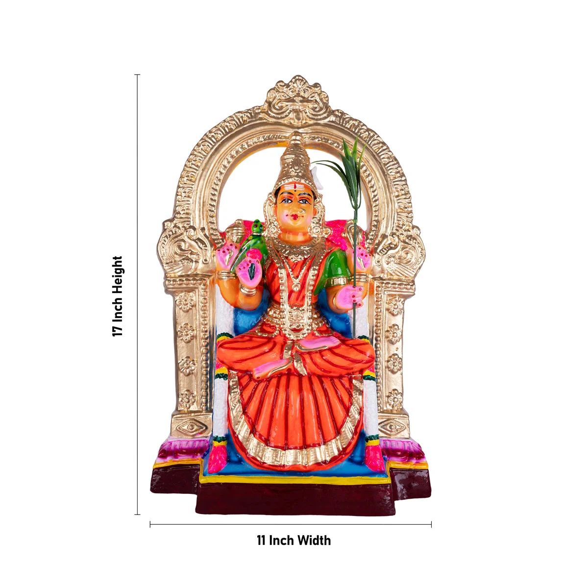 Kamakshi Idol Paper Mache Golu Bommai - 17 X 11 Inches | Navaratri Gombe/ Giri Golu Doll/ Navratri Decor - Image 5