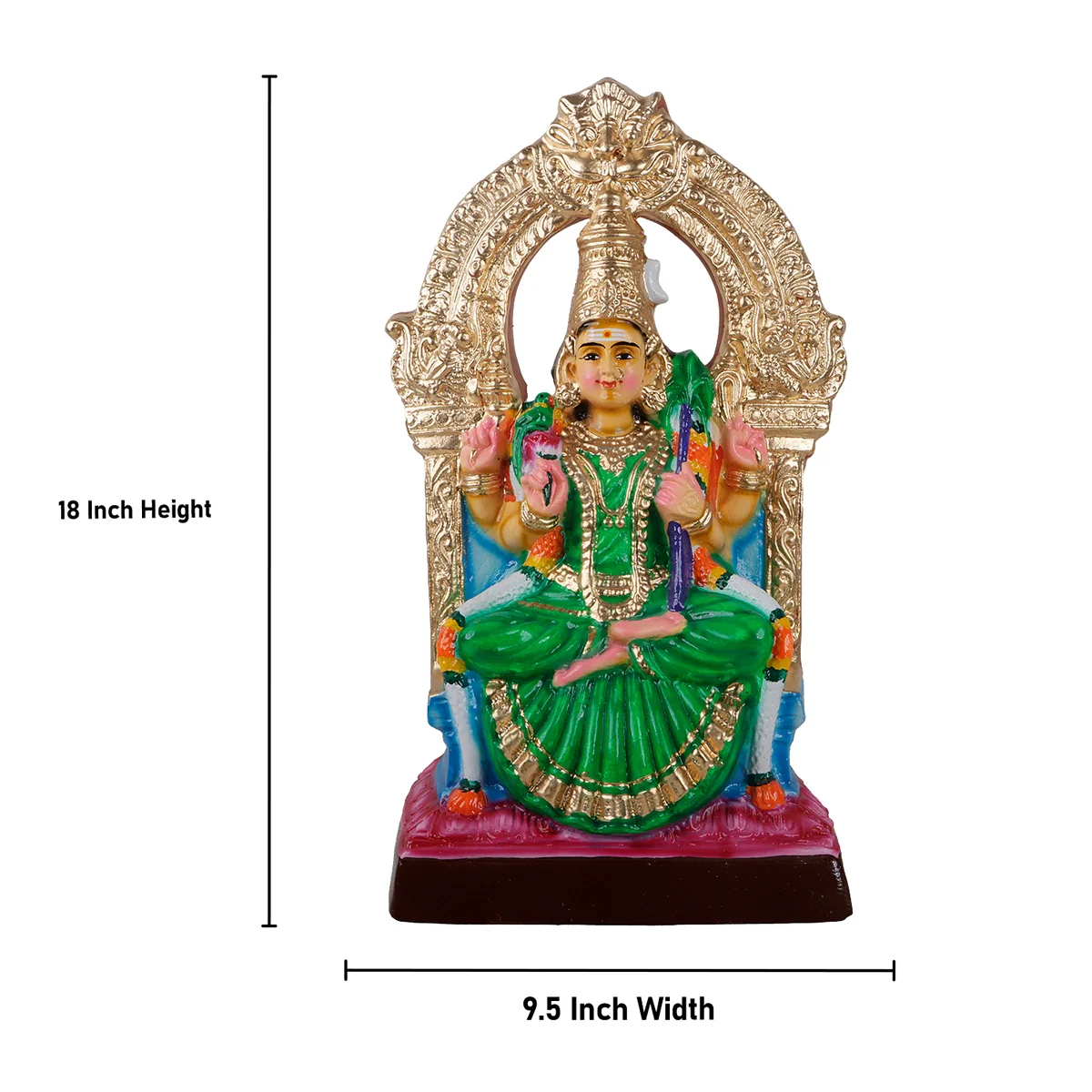 Kamakshi Idol Paper Mache Golu Bommai - 18 X 9.5 Inches | Giri Golu Doll/ Navratri Gombe/ Navratri Decor - Image 4