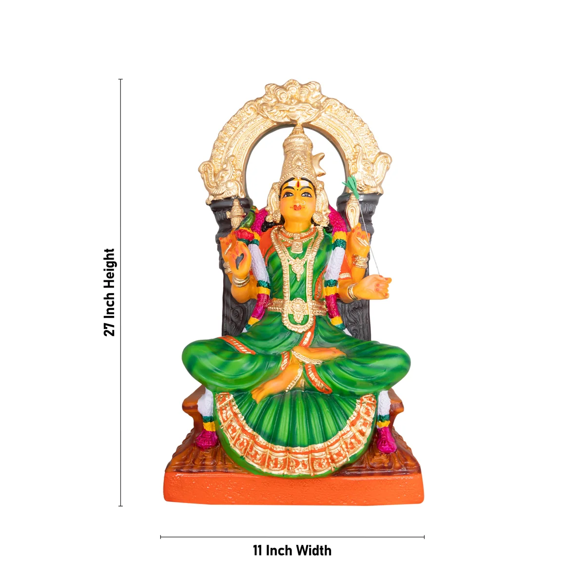 Kamakshi Idol Paper Mache Golu Bommai - 27 X 11 Inches | Navaratri Golu Gombe/ Giri Golu Doll/ Navratri Decor - Image 2
