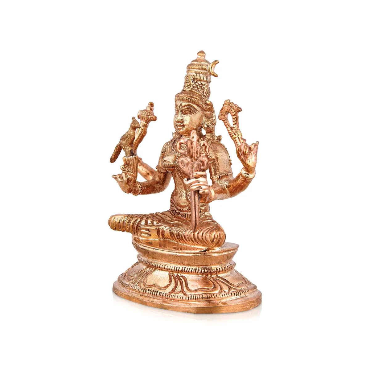 Kamakshi Idol Sitting On Base - 3.5 X 2 Inches | Panchaloha Statue/ Kamatchi Amman Statue For Worship & Pooja - Image 3