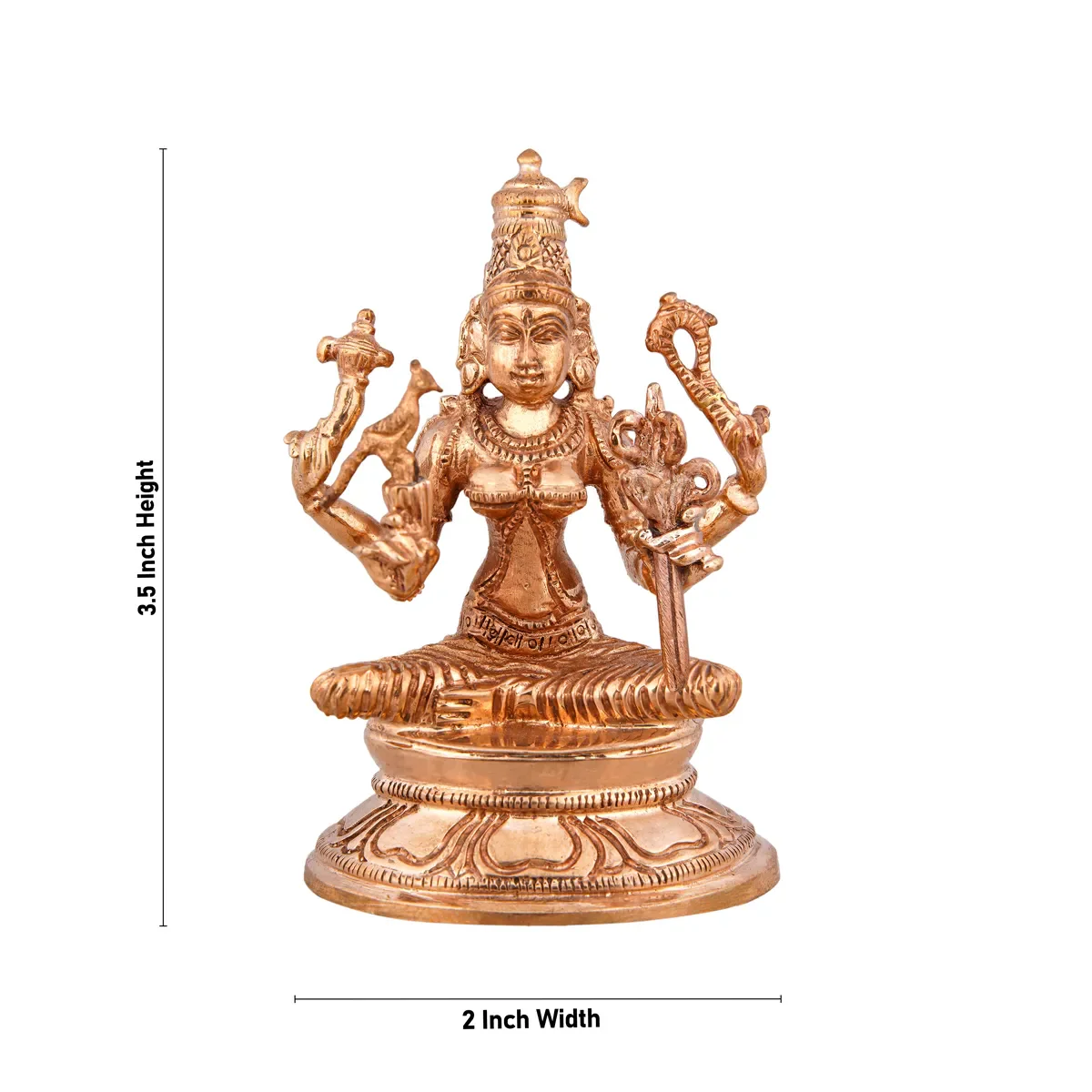 Kamakshi Idol Sitting On Base - 3.5 X 2 Inches | Panchaloha Statue/ Kamatchi Amman Statue For Worship & Pooja - Image 5