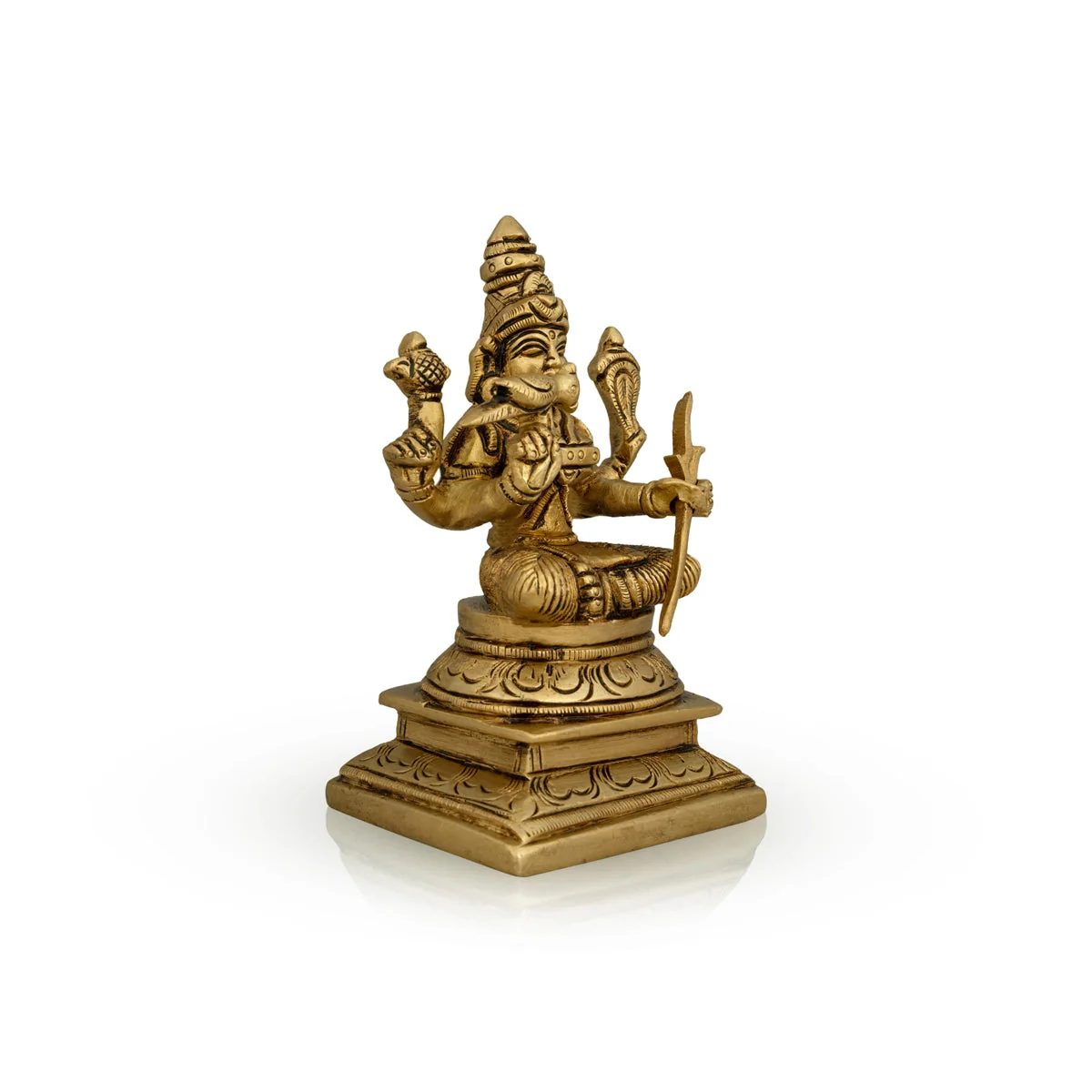 Kamakshi Idol Sitting On Base - 5 x 3 Inches | Antique Brass Idol/ Kamatchi Amman Statue for Pooja - Image 2