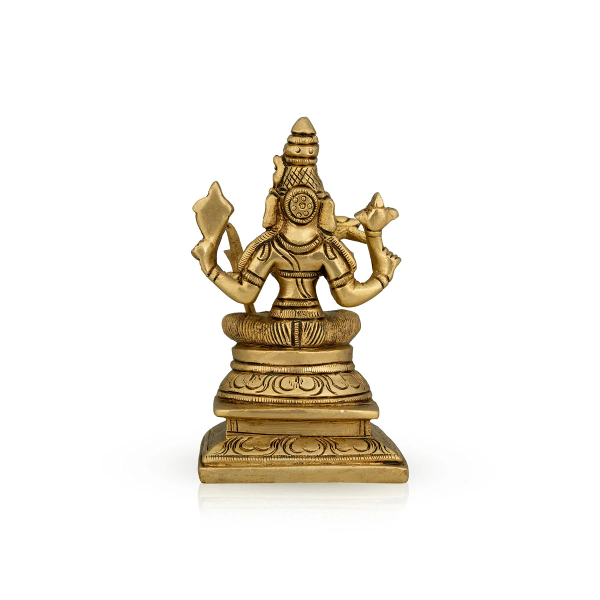 Kamakshi Idol Sitting On Base - 5 x 3 Inches | Antique Brass Idol/ Kamatchi Amman Statue for Pooja - Image 4
