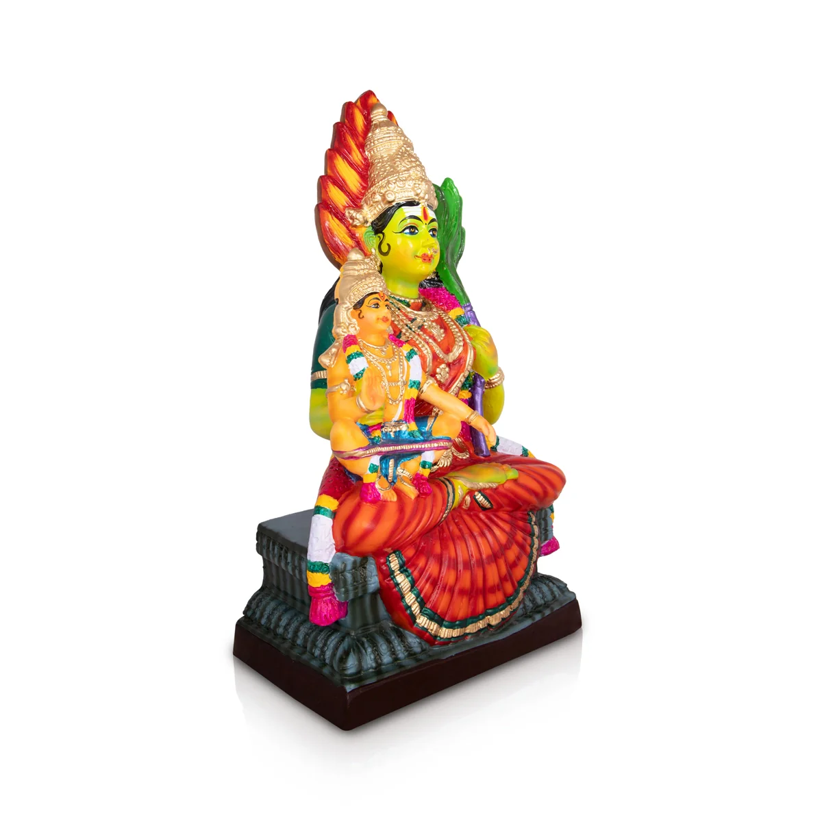 Kamakshi Idol With Ayyappan Statue Paper Mache Golu Bommai - 23 X 12.5 Inches | Giri Navaratri Golu Doll - Image 5