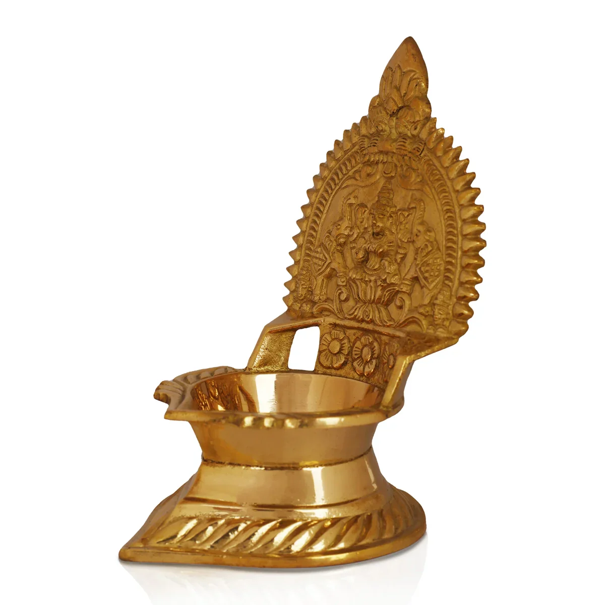 Kamakshi Lamp - 6 x 3.5 Inches | Brass Vilakku/ Diya/ Gold Polish Deep for Pooja/ 395 Gms Approx - Image 4