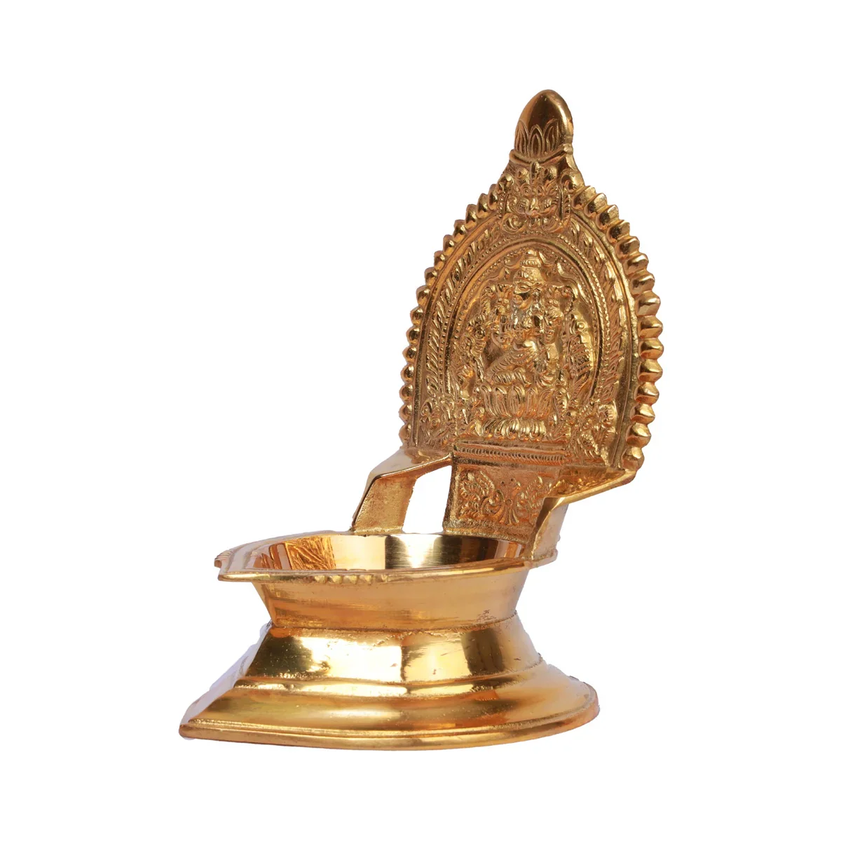 Kamakshi Lamp - 7 x 4.5 Inches | Brass Vilakku/ Diya/ Gold Polish Deep for Pooja/ 590 Gms Approx - Image 3