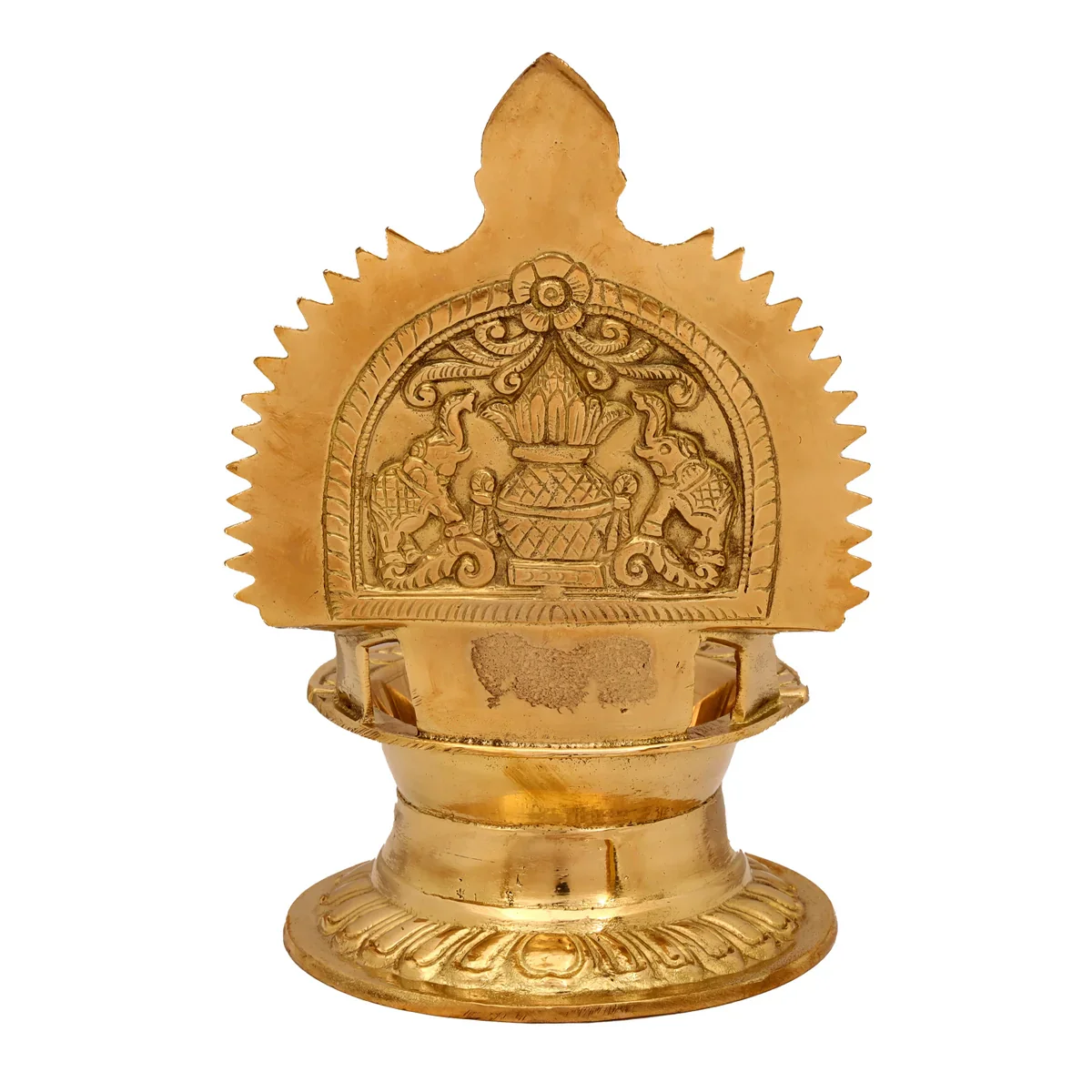 Kamakshi Lamp - 7 x 4.5 Inches | Brass Vilakku/ Diya/ Gold Polish Deep for Pooja/ 650 Gms Approx - Image 3