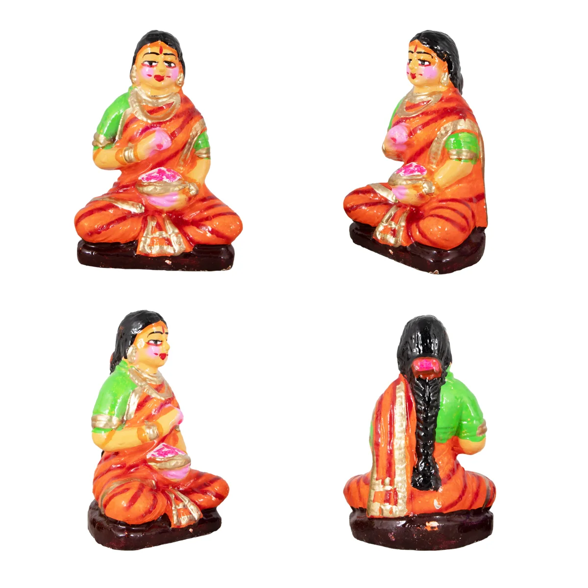 Kamakshi Vilakku Pooja Clay Golu Bommai Set - 10 x 5.5 Inches | Giri Golu Doll/ Navaratri Golu Bomma/Gombe/Bommai - Image 4