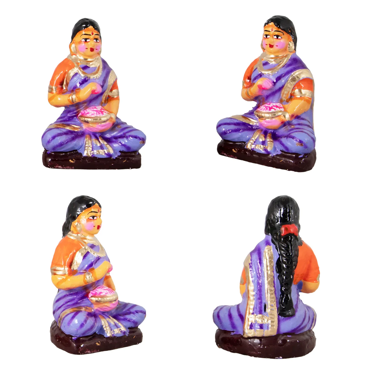Kamakshi Vilakku Pooja Clay Golu Bommai Set - 10 x 5.5 Inches | Giri Golu Doll/ Navaratri Golu Bomma/Gombe/Bommai - Image 5