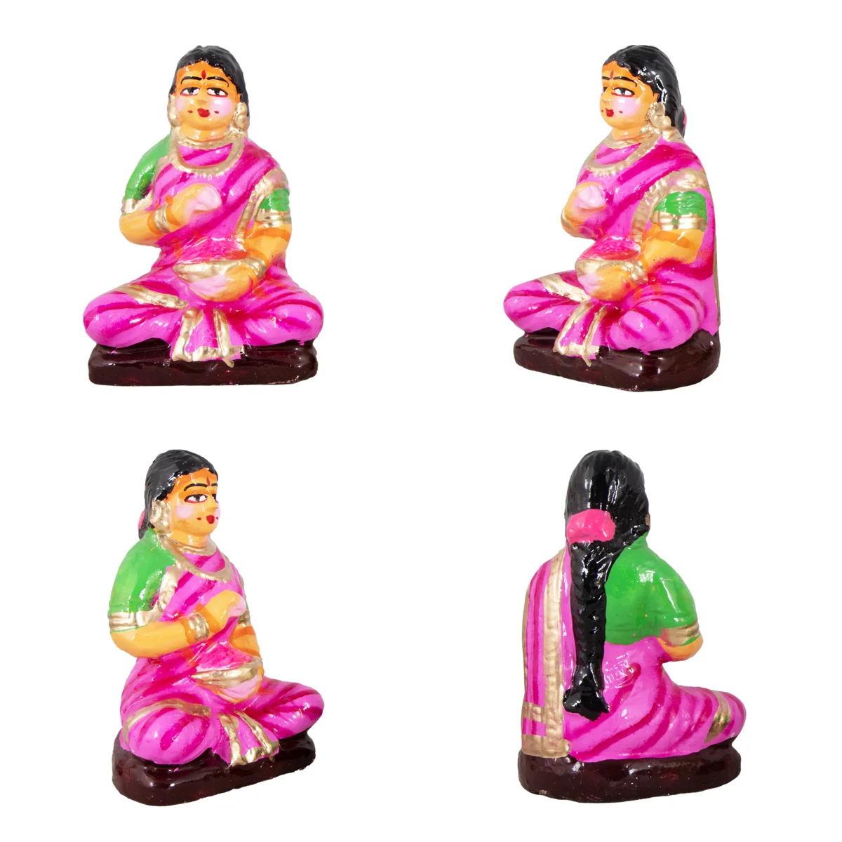 Kamakshi Vilakku Pooja Clay Golu Bommai Set - 10 x 5.5 Inches | Giri Golu Doll/ Navaratri Golu Bomma/Gombe/Bommai - Image 6