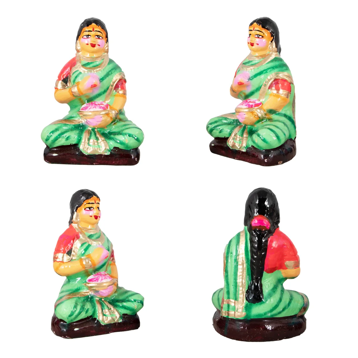 Kamakshi Vilakku Pooja Clay Golu Bommai Set - 10 x 5.5 Inches | Giri Golu Doll/ Navaratri Golu Bomma/Gombe/Bommai - Image 7