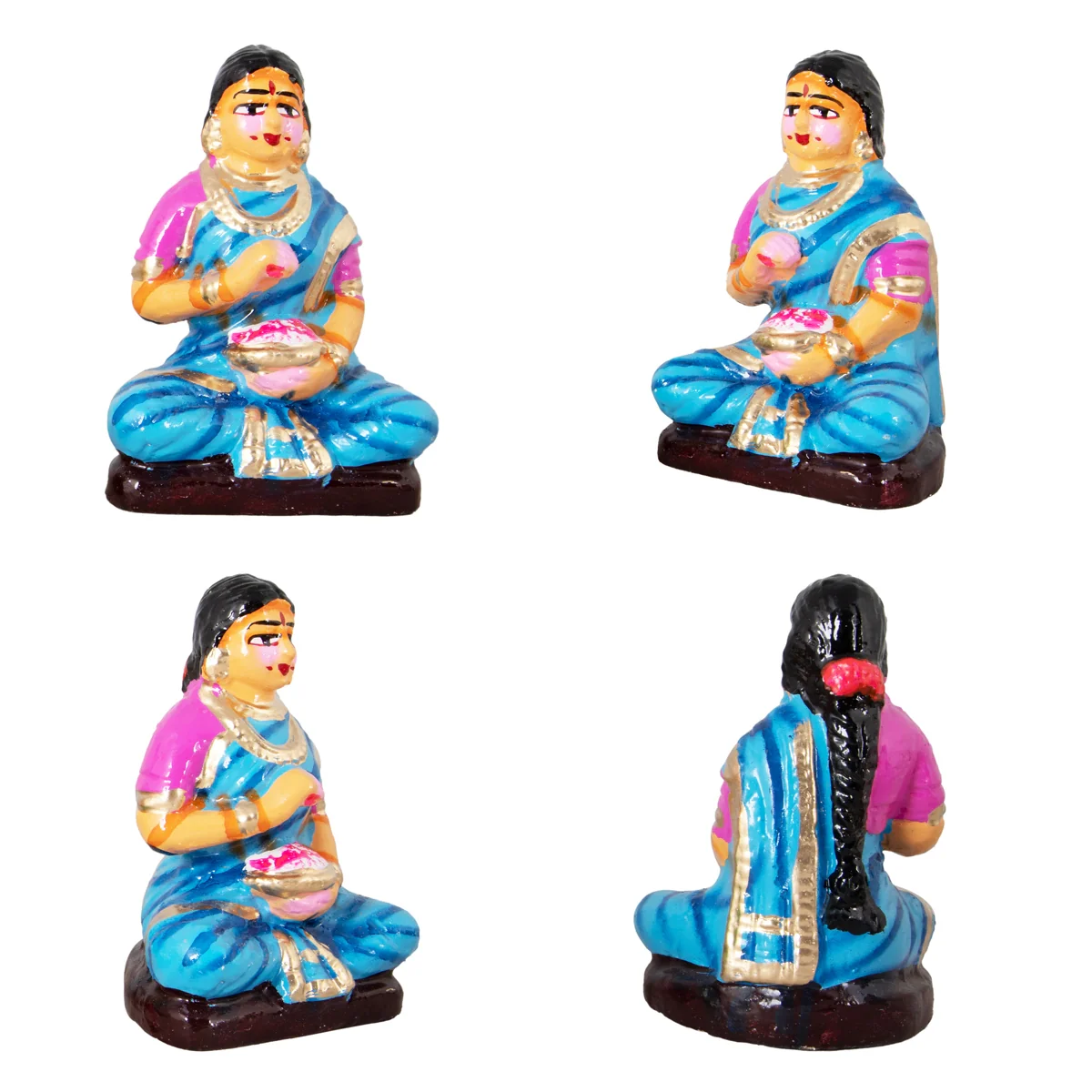 Kamakshi Vilakku Pooja Clay Golu Bommai Set - 10 x 5.5 Inches | Giri Golu Doll/ Navaratri Golu Bomma/Gombe/Bommai - Image 8